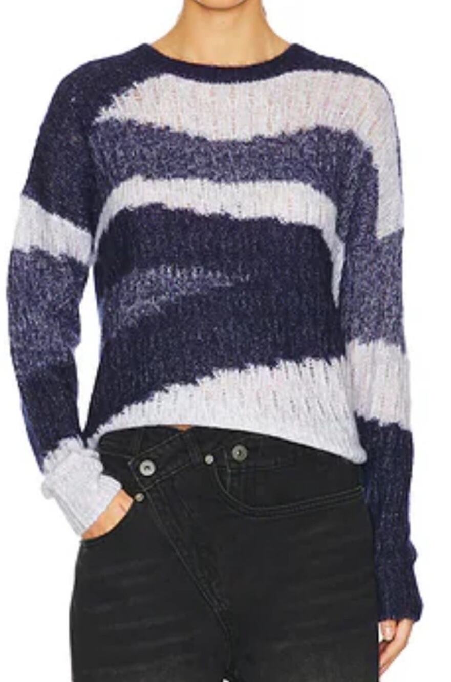 Autumn Cashmere Geometric Graphic Galaxy Sweater Cashmere Silk Medium Blue Knit